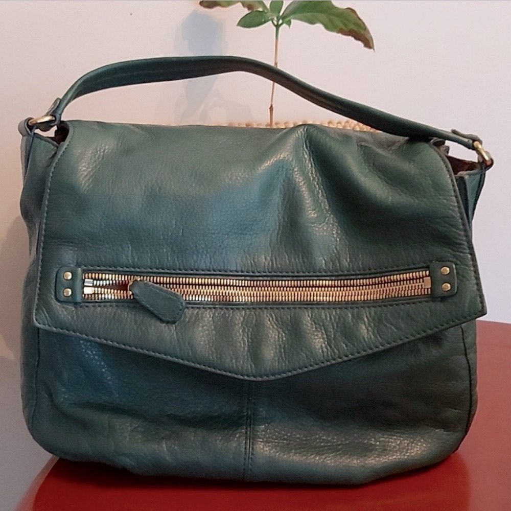 J. Crew Emerald Green Leather Shoulder Bag